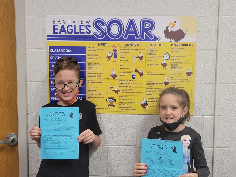 Eastview Students receive Positive Office Referral & Good News Call Home! 